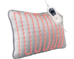 Warmtekussen Elektrisch 55-68℃ - Infrarood Verwarmingskussen - Wasbaar - Timer - Grijs - Silvergear