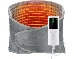 Warmtekussen - Warmteband - Elektrisch verwarmingskussen - rugwarmer - Draagbare Rugband - met LCD-controller - 9 verwarmingsniveaus - 4 timerinstellingen - voor taille - rug - buik en benen - grijs