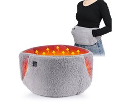WizBay Premium Select® Elektrische Warmte Mof - Warmte Band voor Menstruatiepijn en Buikkrampen – 3 Warmtestanden 45°C 55°C 65°C – Fluwelen Comfort – USB Verwarming – Buik, Taille en Handen – 105 cm Verstelbaar – Grijs