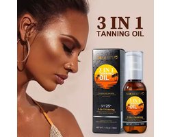 3 in 1 Tanning Oil met Washand | Extra Lang Bruin blijven | Niet Plakkerig | Waterafstotend | Zweetbestendig |