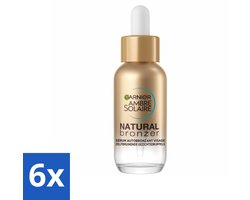 6 x Garnier - Ambre Solaire - Gezichtsdruppels - Natural Bronzer - Zelfbruinend - 30 ml - Zelfbruiner - Gezichtsdruppels - Natuurlijke Bruining - Bronzer - Hyaluronzuur