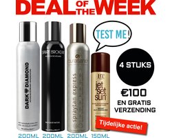Curasano, Spray Brozant, Jet Set Sun en Dark Diamond 4 x Spraytan Ultra Deal