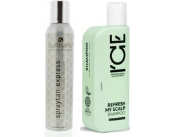 CURASANO Spraytan, Tanning Spray, 200ml + Vegan / Bio Refresh My Scalp Shampoo
