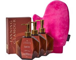 SolaVita Zelfbruiner TRIO Set | 3x Lotion 200 ml + Velvet Handschoen | Natuurlijke Bruine Teint | Vitamine E