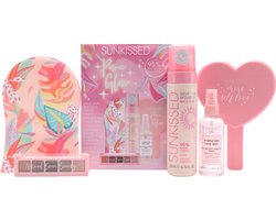SUNKISSED Pure Glow Collection Zelfbruiner Geschenkset Vrouwen - Incl. Zelfbruiner Mousse, Face Mist, Oogschaduw, Zelfbruiner Handschoen & Spiegel - Kleur Medium