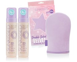 Sunkissed - Zelfbruiner - 2 x Self-Tan Mousse Dark & Handschoen - Geen strepen & Hydraterend - Voordeelverpakking