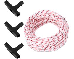 1 Rol Vervangende Terugslagstartkabel voor Stihl Homelite Craftsman Poulan Grasmaaier, 15m Zeer Sterke Starttrekkoord met 3st Universele Starttrekkoord Handvatstartkabelset