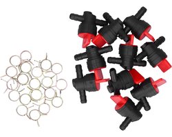 10 Stuks Plastic Brandstoftank Afsluitklep voor Grasmaaier - 90 ° Uitschakeling - 1/4 Inline Schakelaar - Vervangingskit voor 494539 698181 69794