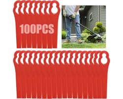 100 stuks kunststof grastrimmermessen, draadloze strimmer-messen 83 mm grasmaaier snijbladen tuinmaaier vervangende messen voor Terratek Einhell grasstrimmer-rood