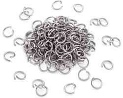 1000 stuks roestvrijstalen open springringen van 8 mm met 1,2 mm dikte, ideaal voor het maken van sieraden en als ringconnectoren voor kettingen
