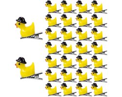 30 stuks eendenhaarspelden, eend van hars met hoedclips, kleine schattige en stijlvolle gele haarspeld voor dagelijks gebruik, schoolfeesten, muziekfestivals en carnavalshaarversieringen