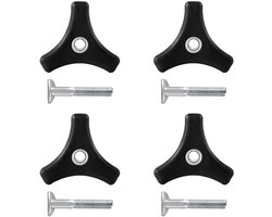 4 stuks grasmaaier handvat knoppen moer bout - universele kunststof grasmaaier vleugelmoer en drievoudige hoek maaier handvat bouten - grasmaaier onderdelen en accessoires voor de meeste modellen