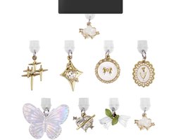 8 stuks kleurrijke stofplug-bedel voor Type C/USB C, 8 stijlen schattige anti-stof oplaadpoortbeschermers compatibel met Kindle-telefoons en e-readers