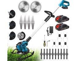 Accu grastrimmer met 4-in-1 metalen lemmet en verstelbare kop - Ideaal voor grasmaaien en onkruidbestrijding