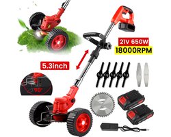 Accugrasmaaier - Draadloze - 2 x accu - Elektrische - Professionele - Grasmaaier - onkruid - Draadloze - Grasmaaier - Tuin - Opvouwbaar - Zaagblad - Maaiblad - Grastrimmer