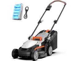 Accugrasmaaier - Professionele Grasmaaiers - Gazontrimmer - 3400 RPM/min - Maaihoogte van 25-65 mm - Maaibreedte 33cm - Krachtige Borstelloze Motor - Oplaadbare Li-Ion Accu - Ideaal voor Tuinen tot 300 m² - 30L - Veelkleurig