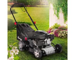 Benzine Grasmaaier met Aandrijving – 3,0 kW (4,1 PK) – 41 cm Maaibreedte – 4‑takt OHV Motor – Maaien, Mulchen & Opvangen – Instelbare Maaihoogte 25‑75 mm – 40 L Vangmand – Stalen Behuizing Indsutrialhome