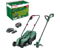 Bosch Tuinapparatuur - 18V ACCU-grasmaaier en grastrimmer set, 1x 4.0 Ah Li-Ion accu, lader 06008B9D02