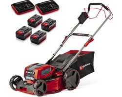 Einhell Accu Grasmaaier GP-CM 36/47 S Li BL Kit - Power X-Change - 36 V/Li-ion - Maaibreedte: 47 cm - Aanbevolen gazonoppervlakte: tot 700 m² - 65 L opvangzak - Maaihoogte: 25-80 mm - Incl. 4x 4.0 Ah Accu en 2x DUO-lader