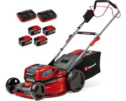 Einhell Professional Accu Grasmaaier GP-CM 36/52 S BL Li Kit - Power X-Change - 36 V/Li-ion - Maaibreedte: 52 cm - Aanbevolen gazonoppervlakte: tot 1200 m² - 65 L opvangzak - Maaihoogte: 25-80 mm - Incl. 4x 5.2 Ah Accu en 2x DUO-lader