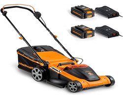 Elektrische Grasmaaier – Accu Grasmaaier – Draadloze Grasmaaier – Batterijmaaier – Mulching Grasmaaier – 48V Max Met 2x 24V 4.0Ah Batterijen – 41 cm Snijbreedte Voor Tuinen Tot 450 m²