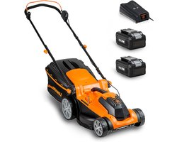 Elektrische Grasmaaier – Accu Grasmaaier – Snoerloze Grasmaaier – Lithium-Ion Grasmaaier – Draadloze Grasmaaier – 37 cm Snijbreedte – 2x 24V 4,0Ah Batterijen – Mulchfunctie & 40L Grasopvang