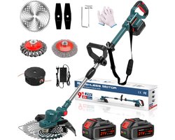Elektrische Grastrimmer - 750W Accu Grasmaaier & 4-in-1 Trimmer met 2x 4000mAh Accu + Lader - Borstelloze Motor, 4-in-1 Multifunctioneel, Verstelbaar
