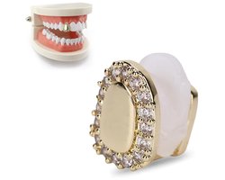 Enkele tand bling tanden, tand accessoire decoratie voor Halloween feest hiphop show, rapper kostuum tand sieraden en accessoires (enkele deur diamant goud)