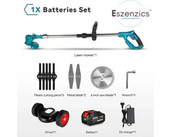Eszenzics™ Professionele Accu Grasmaaier - 3-in-1 Trimmen Maaien Zagen - Gratis Accu 18V voor Makita - Draadloos - Telescopische Steel - Zaag- en Maaiblad