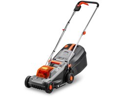 FUXTEC 20V grasmaaier accu, maaier voor kleine tot middelgrote tuinen, grasopvangbak van 30 liter, maaibreedte 30 cm, geluidsarm/licht FX-E1RM20ECO