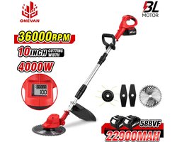 Grasmaaier - Grastrimmer - Incl 2 Accu´s & Oplader - Onkruid - Maaier - Kantelmaaier - Rood