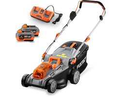 Accu grasmaaier 40V (2X20V) - FUXTEC FX-E2RM43 - 43cm 2 x 4Ah Li-Ion accu's, dubbele 2,4A lader, 40L opvangbak