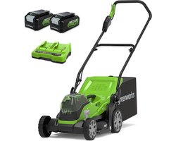 Greenworks grasmaaier 2 x 24 volt met 2x 4ah batterij en dual lader G24X2LM36K4X