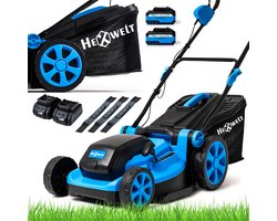 Hexwelt® Accu Grasmaaier | HW-KA-40 | Draadloos 40V 8Ah | Maaibreedte 40 cm | 2x Accu + 2x Snellader | 6 Maaihoogtes (25–75 mm) | Lichtgewicht | Stil & Compact | Voor Kleine en Middelgrote Gazons | Milieuvriendelijk |