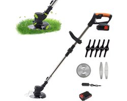 J&R Electrische grasmaaier - Bosmaaier - Grasmaaier - Draagbare Elektrisch Grasmaaiers - met 1 Accu - Zwart
