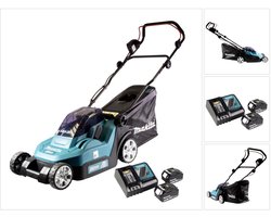 Makita DLM 382 RT2 accu grasmaaier 36 V ( 2x 18 V ) 38 cm 40 l + 2x accu 5.0 Ah + lader