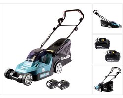 Makita DLM 382 T2 accugrasmaaier 36 V ( 2x 18 V ) 38 cm 40 l + 2x accu 5.0 Ah - zonder lader