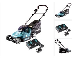 Makita DLM 432 PG2 accu grasmaaier 36 V ( 2x 18 V ) 43 cm borstelloos + 2x accu 6.0 Ah + dubbele lader
