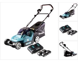 Makita DLM 432 PM4 accu grasmaaier 36 V ( 2x 18 V ) 43 cm borstelloos + 4x accu 4.0 Ah + dubbele lader