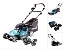Makita DLM 432 RT2 accu-grasmaaier 36 V (2x 18 V) 43 cm + 2x accu 5,0 Ah + oplader