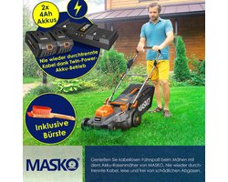 MASKO® Accu grasmaaier ECO-X10 incl. 2 Li-Ion accu's 4 Ah & dubbele lader –
