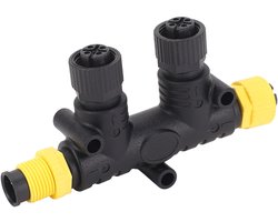 MultiPort T-connector voor NMEA 2000, 2-poorts T-connectoren T-connector Bootaccessoires IP67 Stabiele verbinding Gemaakt van hoogwaardig ABS-materiaal met 5-pins stekker voor