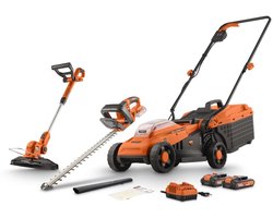 Powerplus Dual power Promo grasmaaierset POWDPGBOX25A- 20V grasmaaier 330 mm, haagschaar 460 mm & grastrimmer 260mm - Met 2 accu's en lader