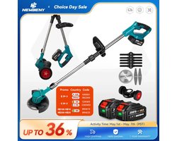 QuickShop Zweef grasmaaier - Zweefmaaier - Zweefmaaier - Grastrimmer met Accu - Grasmaaier - Handmaaier met Wielen - Licht Blauw - Opvouwbare Verstelbare Trimmer - Efficiënte Tuin Snoeien - Snij Elektrisch Gereedschap Voor Makita 18V Batterij