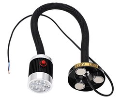 Ronde zwanenhalslamp met magnetische voet, flexibele halsbuis, energiebesparende LED-zwanenhalswerklamp AC220V, polycarbonaat PPC witte lichtbron voor machines (5W)