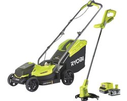 RYOBI ONE+ Pack 18V Cordless Grasmaaier + Trimmer RLM1833BLT1825M : Grasmaaier RLM18X33B40 en Trimmer OLT1825M (incl. 1x4.0Ah accu)