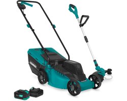 VONROC Accu Grasmaaier 20V en Grastrimmer 20V - Complete Set - 32 cm maaibreedte - Borstel-loze motor - Drie instelbare maaihoogtes: 30/50/70 mm - Incl. 30L Opvangbak - Incl. 4.0Ah Accu en snellader
