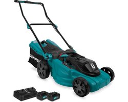 VONROC Accu Grasmaaier – 40V – 38 cm maaibreedte - Vier instelbare maaihoogtes: 35/45/55/65 mm - Incl. 45L Opvangbak - Incl. 2x 4.0Ah Accu en dubbele snellader