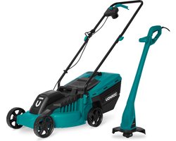 VONROC Grasmaaier 1300W en Grastrimmer 300W – Complete set – 32 cm maaibreedte - Drie instelbare maaihoogtes: 30/50/70 mm - Incl. 30L Opvangbak