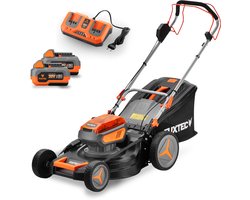Zelfrijdende accu grasmaaier 40V (2X20V) - FUXTEC FX-E2RM46 - 46cm mulch zij-uitworp 2 Li-Ion 4Ah accu's